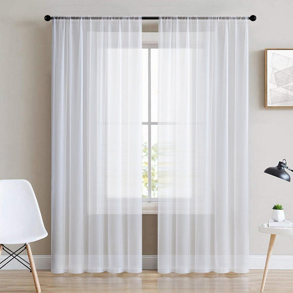 HKM-176851 Modern Thin Window Gauze Curtain - Light-Filtering Vertical Design, Multiple Sizes Available