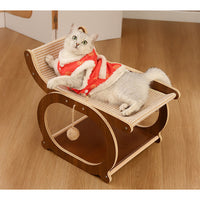 HKM-1768765 Solid Wood Sisal Cat Bed with Scratch Resistance - Multifunctional Recliner in Wood or Walnut Finish