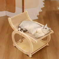 HKM-1768765 Solid Wood Sisal Cat Bed with Scratch Resistance - Multifunctional Recliner in Wood or Walnut Finish