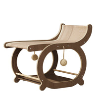 HKM-1768765 Solid Wood Sisal Cat Bed with Scratch Resistance - Multifunctional Recliner in Wood or Walnut Finish