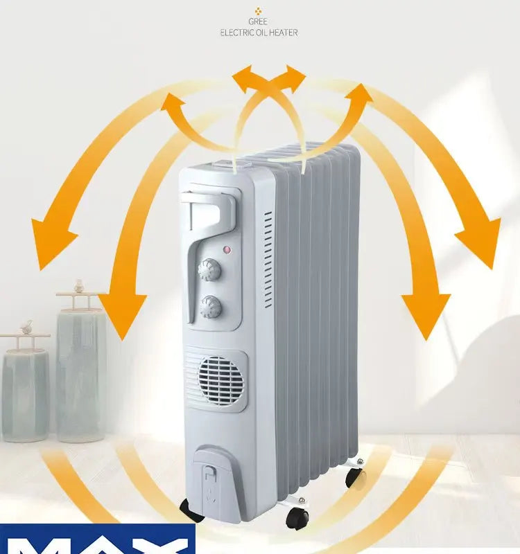 HKM-176915 Adjustable Oil-Filled Radiator Heater with Overheat and Tip-Over Protection - Freestanding, 1500W/2000W/2500W Options