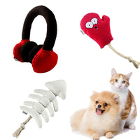 HKM-1769533 Pet Bite-Resistant Plush Toys for Dogs and Cats – Boxing Gloves, Fish Bones, Headphones