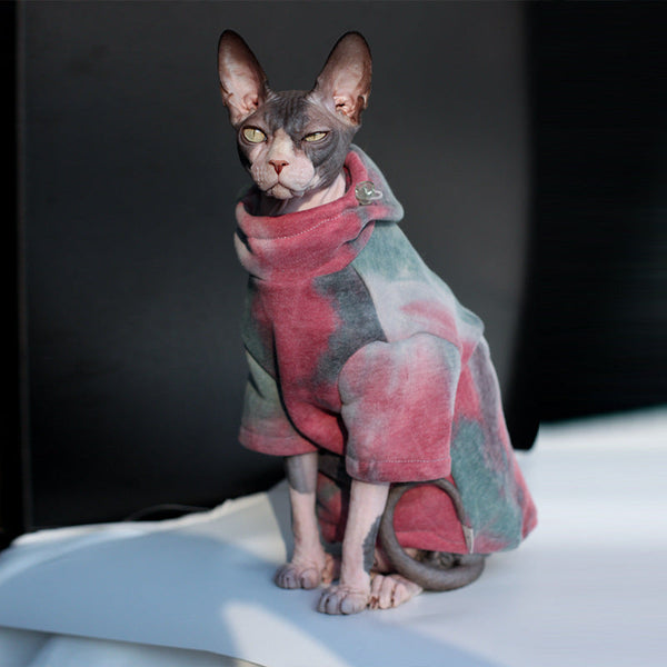 HKM-1769789 Hooded Tie-Dye Sweater for Pets - Cotton Warmth for Cats and Dogs in Autumn/Winter