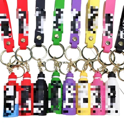 HKM-176979 Cute Energy Drink Bottle Keychain Charm for Bags and Keys, Unisex PVC Silicone Pendant, Fun Gift for All Ages