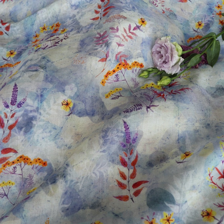 HKM-176979 Natural Pure Ramie Digital Print Fabric - 140cm Wide, 100% Ramie, Available in Multiple Lengths