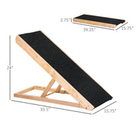 HKM-1770173 Adjustable Elevated Pet Ramp for Small and Senior Dogs - Non-Slip Pine Design, Easy Storage, 4 Height Options