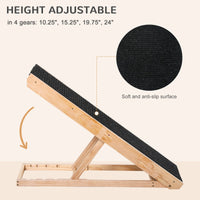 HKM-1770173 Adjustable Elevated Pet Ramp for Small and Senior Dogs - Non-Slip Pine Design, Easy Storage, 4 Height Options