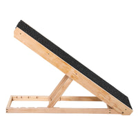 HKM-1770173 Adjustable Elevated Pet Ramp for Small and Senior Dogs - Non-Slip Pine Design, Easy Storage, 4 Height Options
