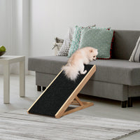 HKM-1770173 Adjustable Elevated Pet Ramp for Small and Senior Dogs - Non-Slip Pine Design, Easy Storage, 4 Height Options