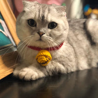 HKM-1772477 Cute Cartoon Wool Cat Collar in Red and Yellow, Adjustable 15cm-30cm for All Seasons