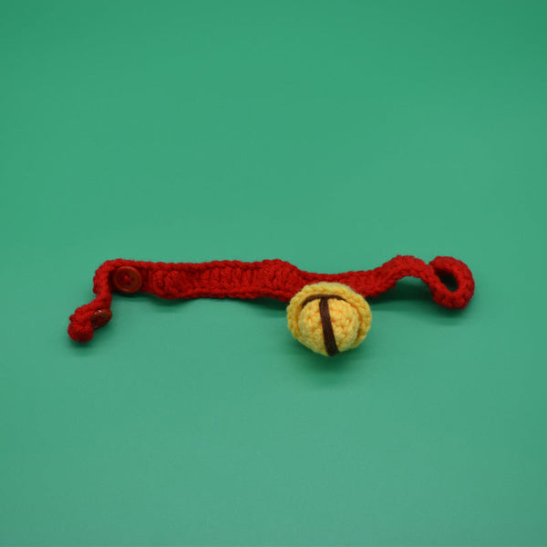 HKM-1772477 Cute Cartoon Wool Cat Collar in Red and Yellow, Adjustable 15cm-30cm for All Seasons