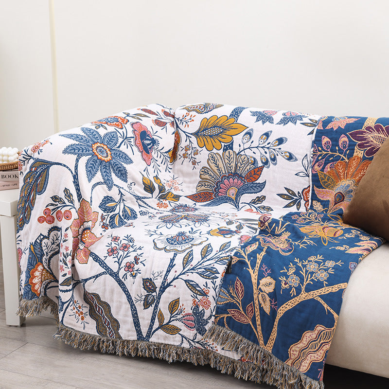 HKM-177299 Cotton Sofa Cover with Floral and Plant Design, 200cm x 230cm