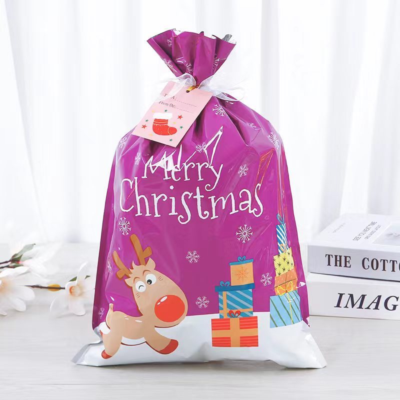 HKM-177427 Christmas Gift Drawstring Bags - Aluminum Foil, 5 Large, 8 Medium, 10 Small Pack