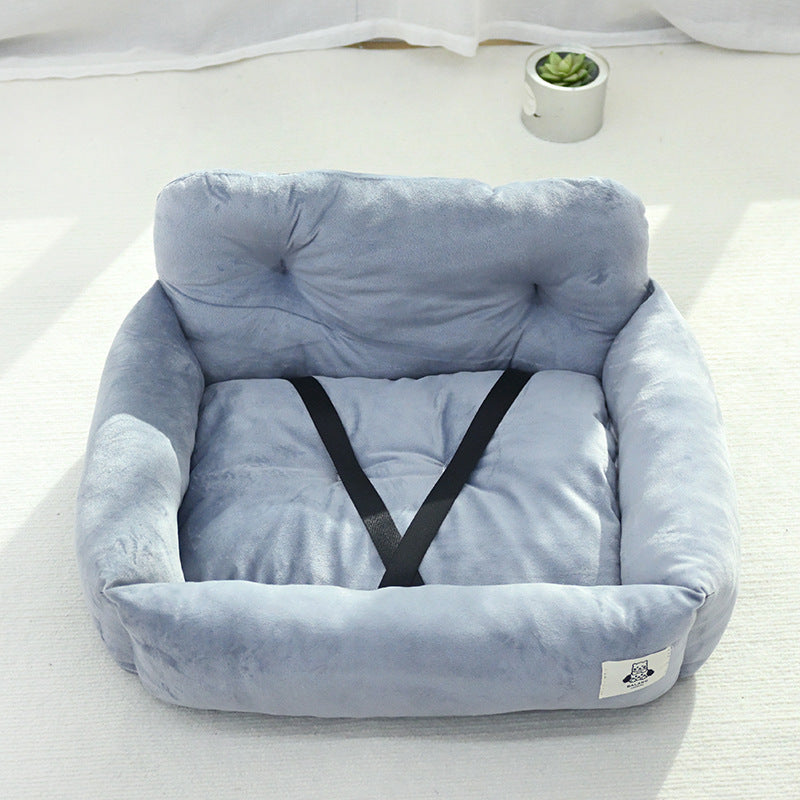 HKM-1774525 Pet Outing Nest for Dogs - Stain-Resistant Car-Mounted Gray & Blue Plaid, Small & Large Sizes Available
