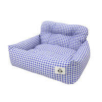 HKM-1774525 Pet Outing Nest for Dogs - Stain-Resistant Car-Mounted Gray & Blue Plaid, Small & Large Sizes Available
