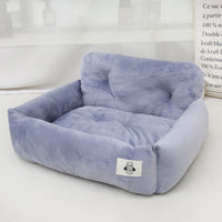 HKM-1774525 Pet Outing Nest for Dogs - Stain-Resistant Car-Mounted Gray & Blue Plaid, Small & Large Sizes Available