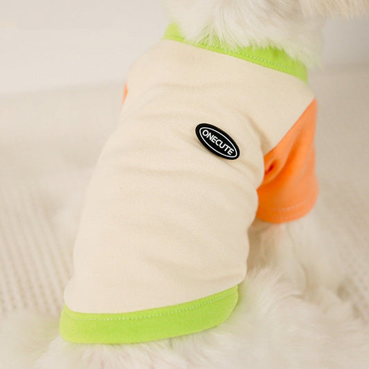 HKM-1775037 Colour Blocked Polyester Dog Shirt - Powder Blue & Green Orange, Fashion Minimalist Style