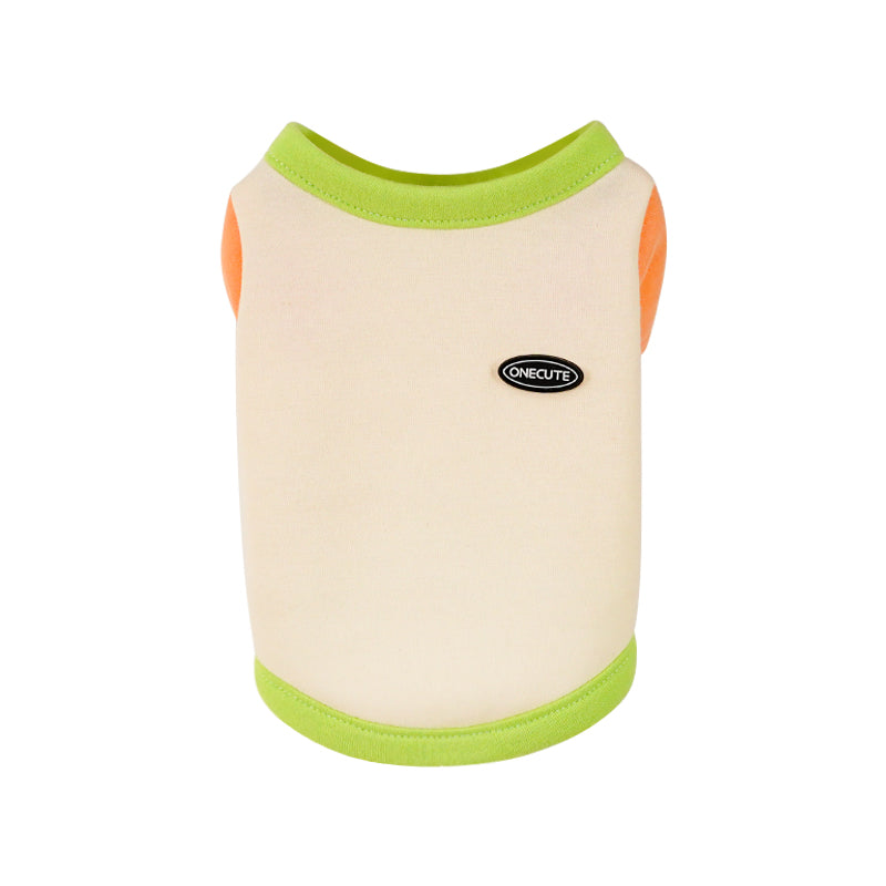 HKM-1775037 Colour Blocked Polyester Dog Shirt - Powder Blue & Green Orange, Fashion Minimalist Style