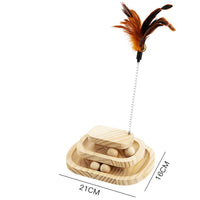 HKM-1775293 Solid Wood Cat Turntable with Variety of Engaging Toys for Adult Cats and Kittens