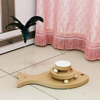 HKM-1775293 Solid Wood Cat Turntable with Variety of Engaging Toys for Adult Cats and Kittens