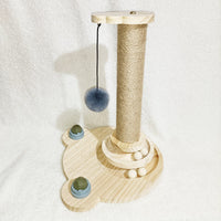 HKM-1775293 Solid Wood Cat Turntable with Variety of Engaging Toys for Adult Cats and Kittens