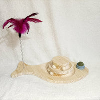HKM-1775293 Solid Wood Cat Turntable with Variety of Engaging Toys for Adult Cats and Kittens