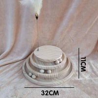HKM-1775293 Solid Wood Cat Turntable with Variety of Engaging Toys for Adult Cats and Kittens