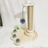 HKM-1775293 Solid Wood Cat Turntable with Variety of Engaging Toys for Adult Cats and Kittens