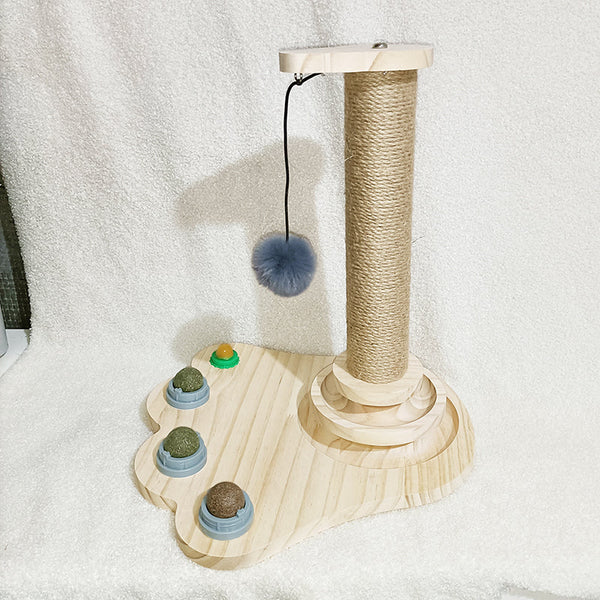 HKM-1775293 Solid Wood Cat Turntable with Variety of Engaging Toys for Adult Cats and Kittens