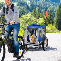 HKM-1775933 Pet Bike Trailer with Easy Folding Frame, 20" Wheels, 3 Entrances, and Mesh Screen for Off-Road Adventures