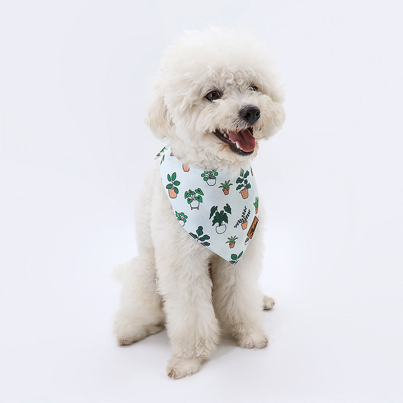 HKM-177619 Summer Pet Scarf with Floral and Cactus Patterns for Dogs - Available in Sizes S, M, L