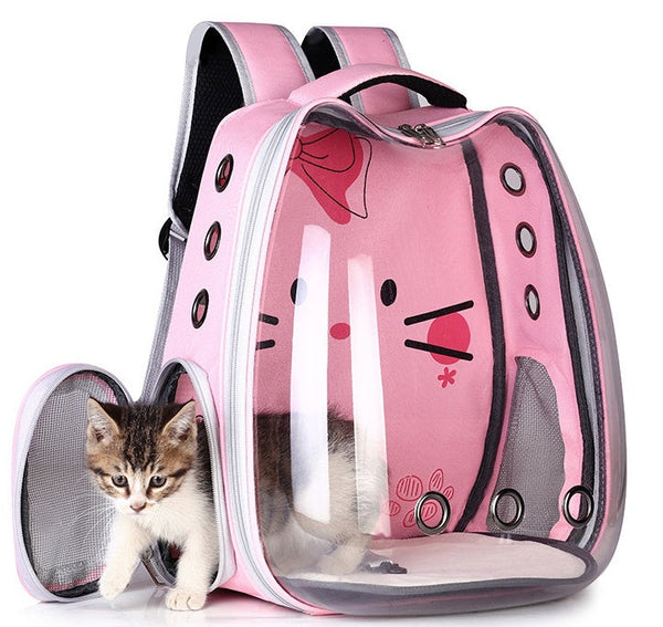 HKM-1776701 Breathable Nylon Pet Backpack for Cats and Dogs - Convenient Space Bag in Multiple Colors