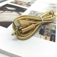 HKM-177683 Type-C to 3.5mm Audio Auxiliary Cable - Braided for Vehicle and Device Connection