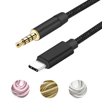 HKM-177683 Type-C to 3.5mm Audio Auxiliary Cable - Braided for Vehicle and Device Connection