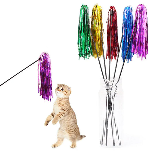 HKM-177811 Colorful Ribbon Cat Teaser Wand Toy for Engaging Feline Playtime