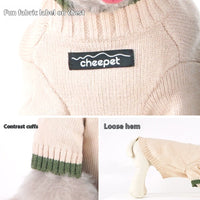 HKM-1778237 Contrast Color Two-Legged Fall Winter Pet Sweater in Flower Green Yellow, Apricot Yellow, Crown Blue - Available in S to XXL