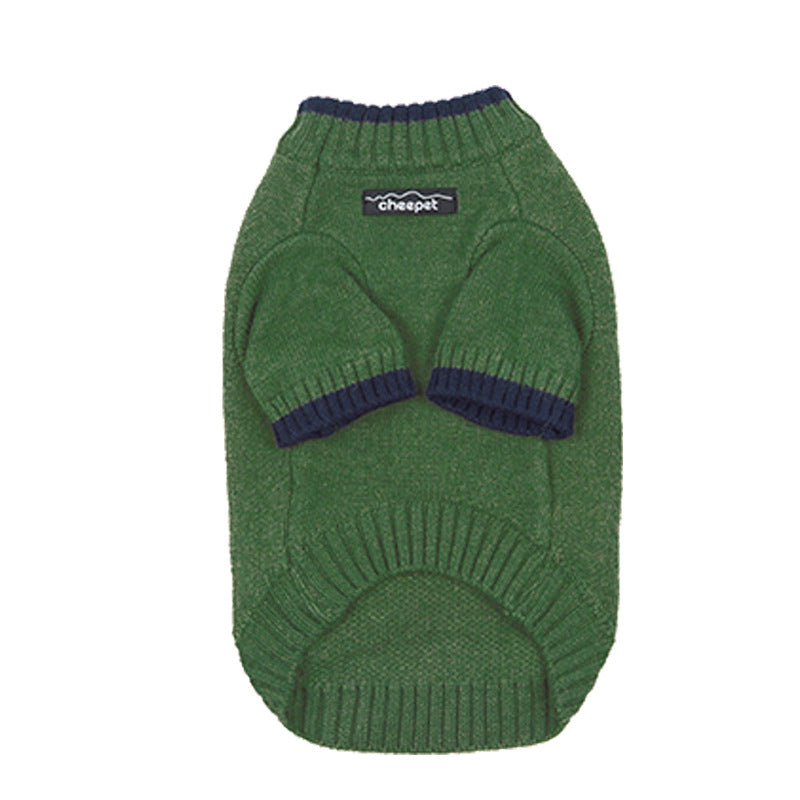 HKM-1778237 Contrast Color Two-Legged Fall Winter Pet Sweater in Flower Green Yellow, Apricot Yellow, Crown Blue - Available in S to XXL