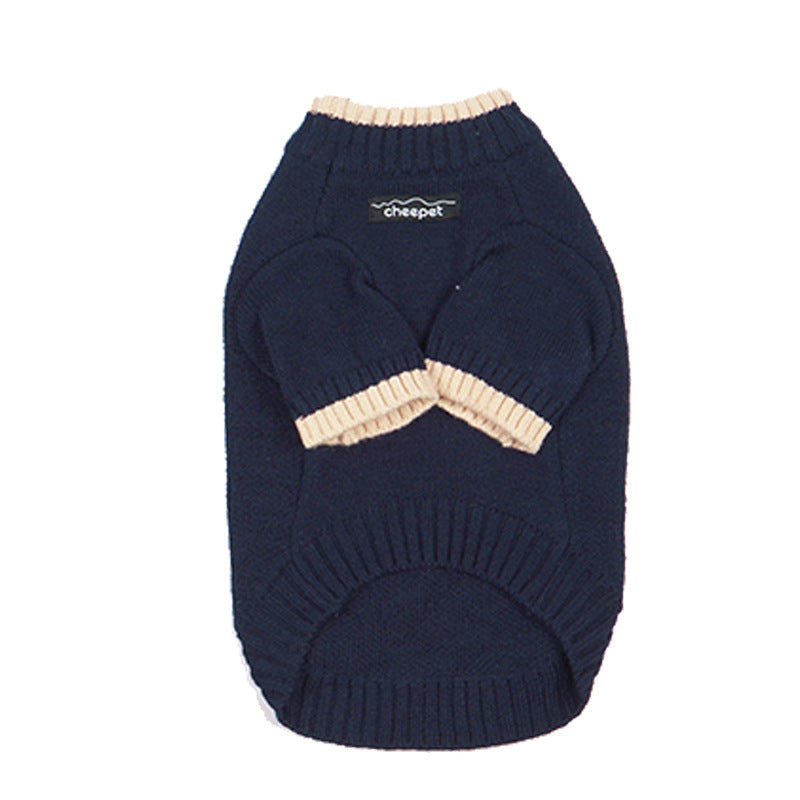 HKM-1778237 Contrast Color Two-Legged Fall Winter Pet Sweater in Flower Green Yellow, Apricot Yellow, Crown Blue - Available in S to XXL
