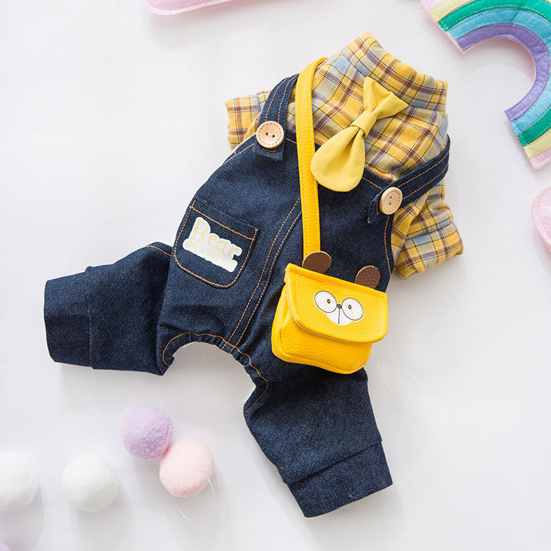 HKM-1778621 Casual Yellow Cotton Dog Backpack for Autumn - Multiple Sizes Available