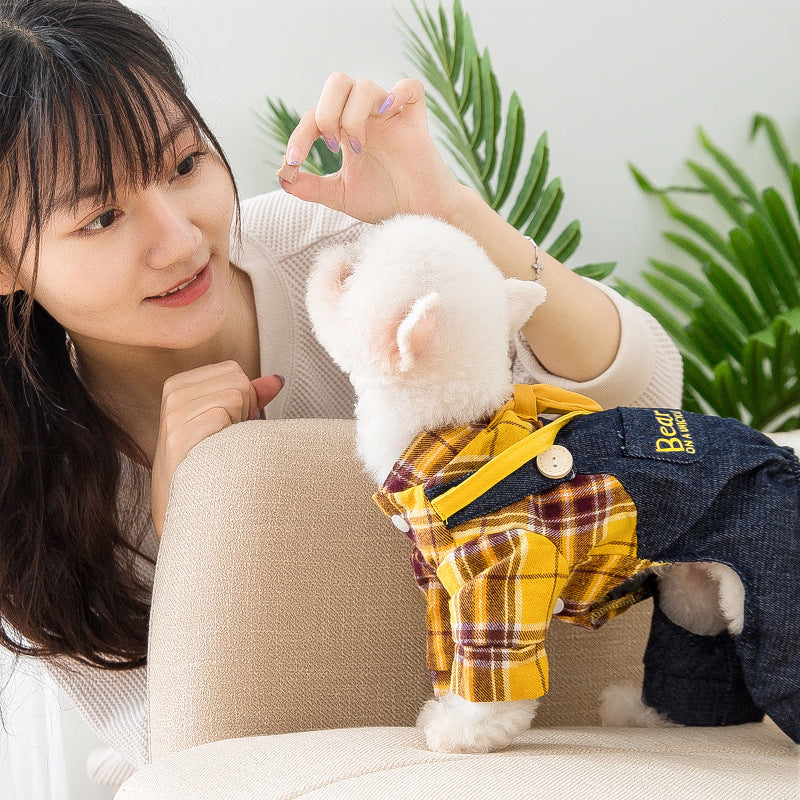 HKM-1778621 Casual Yellow Cotton Dog Backpack for Autumn - Multiple Sizes Available