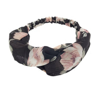 HKM-177875 Korean Style Printed Cross Elastic Camellia Headband for Women