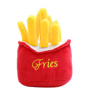 HKM-1779901 Plush Cat Toy Set - Cute French Fries & Hamburger Design, Soft Pet Supplies