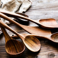 HKM-178003 7-Piece Teak Wooden Utensil Set for Nonstick Cookware with Wood Spatula