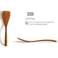 HKM-178003 7-Piece Teak Wooden Utensil Set for Nonstick Cookware with Wood Spatula