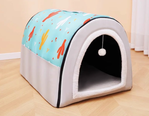 HKM-1780285 Universal Large Dog House for All Seasons - Detachable Design with Cozy Blankets
