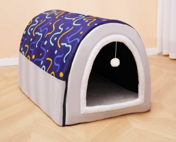HKM-1780285 Universal Large Dog House for All Seasons - Detachable Design with Cozy Blankets
