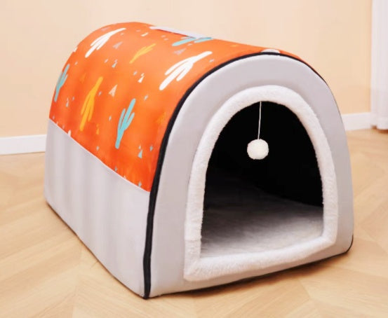 HKM-1780285 Universal Large Dog House for All Seasons - Detachable Design with Cozy Blankets