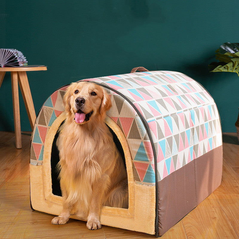 HKM-1780285 Universal Large Dog House for All Seasons - Detachable Design with Cozy Blankets