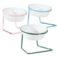 HKM-1780413 Elegant Pet Dining Table with Melamine Bowl and Iron Bracket - Compact Design for Cats and Small Dogs