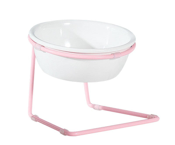 HKM-1780413 Elegant Pet Dining Table with Melamine Bowl and Iron Bracket - Compact Design for Cats and Small Dogs